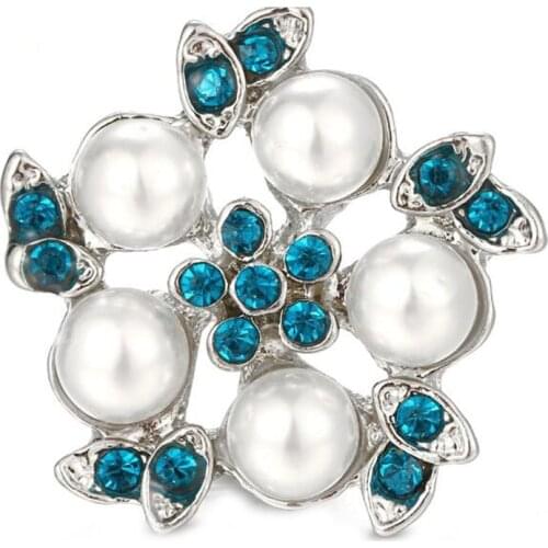 10pcs/lot New Snap Jewelry Flower Snap Buttons with Rhinestone Metal Snap fit 18mm Snap Button Bracelet Accessory