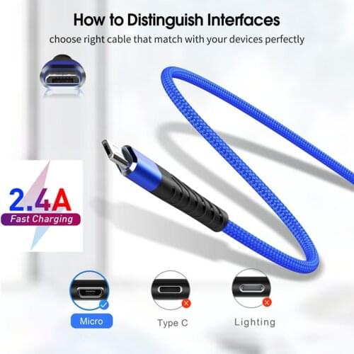 1M 2M Micro USB Cable Fast Charging Cord For Xiaomi Redmi 9C 4X Note 5 6 Samsung S6 S7 A7 Android Mobile Phone Data Charger Wire