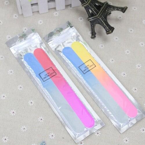 2Pc Salon Disposable Emery Board Double Side Sandpaper Sanding Foam Nail Files Buffer Manicure Pedicure Essential Nail Art Tools