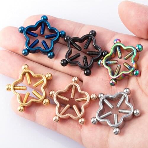 2pcs Non Piercing Nipple Ring for Women Stainless Steel Screw Fake Nipple Clamp Shield Adult Game Sexy Breast Body Jewelry Gifts