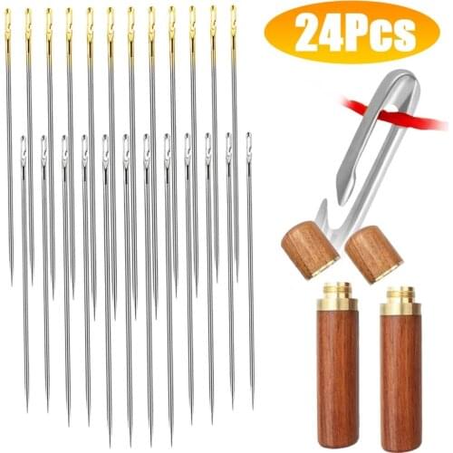 24pcs Blind Needle Elderly Needle-side Hole Hand Household Sewing Stainless Steel Sewing Needless Threading DIY Apparel Sewing