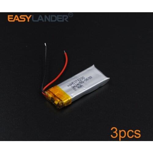 3pcs/Lot 3.7V 0.4Wh 371230 Rechargeable li Polymer Li-ion Battery For bluetooth headset mp3 /mp5 mouse Bracelet Wrist Watch