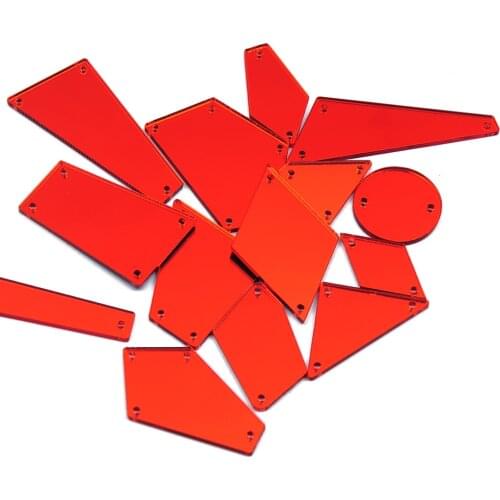 30pc Mix Size Red Crystals Sewing Mirror Rhinestone Applique Flatback Acrylic Strass Sewn Stones for Dress Garment Needlework