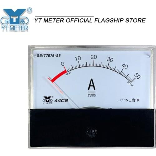 44c2 4-20mA pointer ammeter transducer analog 10A 20A 30A 50 Hz meter pointer meter 80 * 100 mm AC DC Ma meter mechanical instal