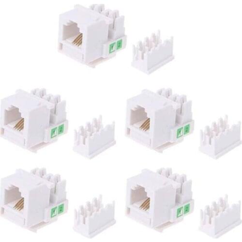 5Pcs Tool-free Telephone Module RJ11 Network CAT3 Voice Module Gold-plated Adapter Telephone Extender Keystone