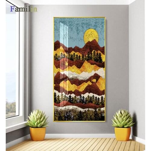 Abstract Flowing Color golden canvas painting posters and print modern decor wall art pictures for living room bedroom aisle