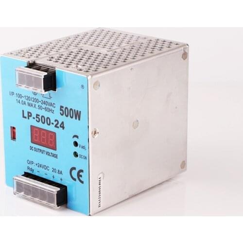 Free Shipping high watts 500w din rail small size with digital monitor voltage switcing power supply LP-500W-12 37.5a 12vdc