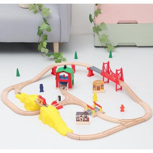 Wooden Track Train Set Wooden Railway Magnetic Train Toys Compatible Brand Wooden Track Educational Toys for Boy Gifts