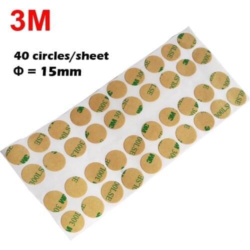 Diameter=15mm, Super Thin 0.05mm thick, 3M Double Sided Adhesive Round Sticker for paper Metal Glass, etc. 2 sheets (80 circles)