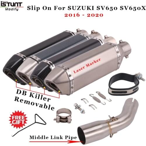 For Suzuki SV 650 2016 2017 2018 2019 2020 SV650X SV650 Motorcycle Exhaust Pipe Escape Middle Link Pipe Muffler DB Killer