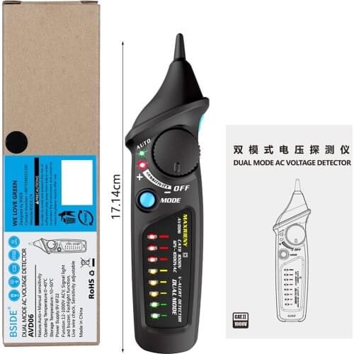 AVD06 Dual Mode Non-contact Voltage Detector AC 12-1000V Auto/Manual NCV Tester Live Wire Check Sensitivity Adjustable