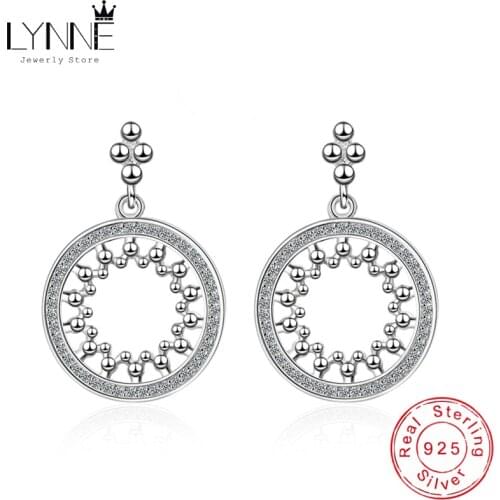 Hot Ferris Wheel AAA Zircon 925 Sterling Silver Drop Earrings Bohemia Round Rhinestone CZ Earring Ear Stud Women Jewelry Gift