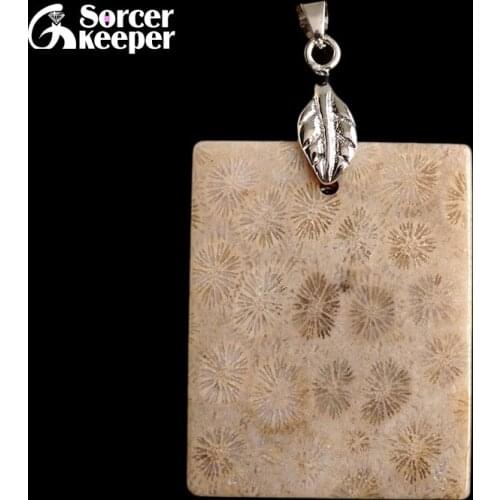 Classic Hot Natural Healing Crinoid Fossil Gem Stone Pendant Necklace For Women And Men Chrysanthemum Stone Jewelry BE440