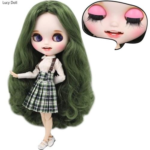 ICY Factory Blythee Doll 1/6 Bjd Custom Doll Green Hair, New Matte Face With Teeth, White Skin Joint Body 30cm BL4299