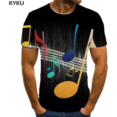 KYKU Brand Music T shirt Men Note Funny T shirts Party T-shirts 3d Colorful Anime Clothes Short Sleeve Hip hop Cool Style