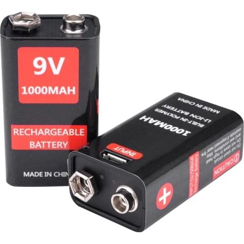 9V 1000mAh lithium ion battery 6F22 USB rechargeable battery detector toy rechargeable battery free shipping