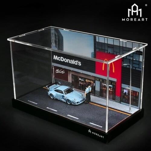 MoreArt 1/64 McDonalds Police Assembled Scene Copy Brand Doll Acrylic Display Cover For Model Cars