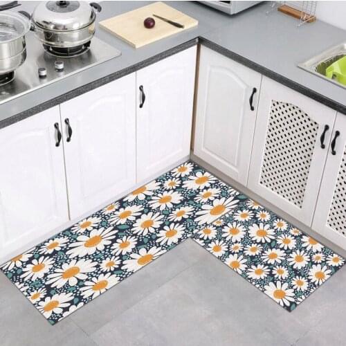 Home Washable Kitchen Carpet Bedroom Entrance Doormat Hallway Balcony Floor Soft Long Mat Flowers Pattern Bathroom Non-Slip Rug