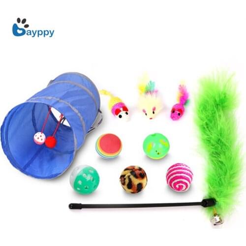 10/15/20pcs Cat Toys Variety Pack Cats Funny Mouse Catnip Sisal Balls Tunnel Gift Value Feather Sets For Cats Pet Kitten Toy Set