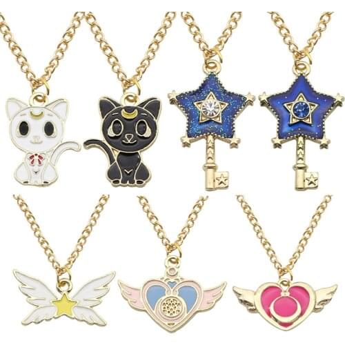 Fashion Trendy Animal Plant Cute Cartoon Pendant Necklace Best Friends Wing Friendship Necklace Key Choker For Women Girls Gifts