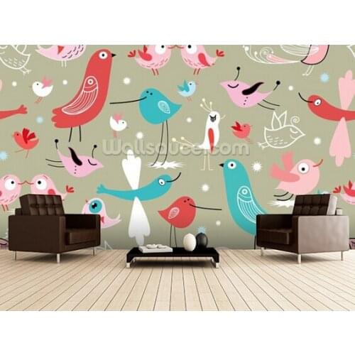 Custom wallpaper for children. Funny Birds,3D mural for childrens room living room bedroom wall wall waterproof PVC wallpaper