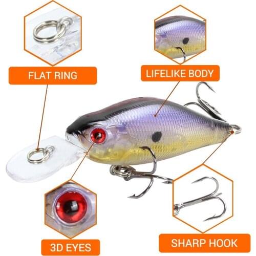 Swim bait Sea Fishing Lures Fishing equipment Artificial 10 Colors 7cm/7.9g Crank bait ABS Plastic Hard Bait Bionic Bait 3D Eyes
