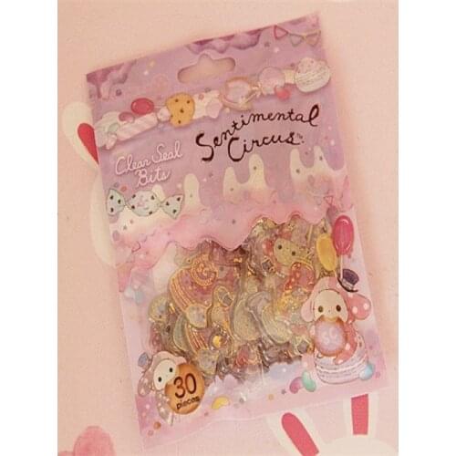 30pcs/pack 3D Shining Crystal Epoxy Stickers Scrapbook Phone Transparent Stickers Cute animals Stationery Decoration