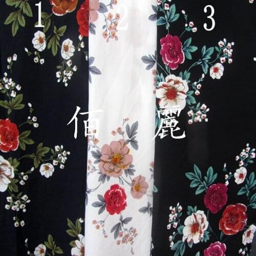 2017 Summer Hot Selling Non-transparent Soft Elasticity Chiffon Thin Printed Dress Clothing Fabric Cloth Colored Cloth/1m