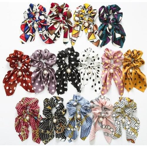 Sunnee Bow Streamers Hair Ring Fashion Ribbon Girl Hair Bands Scrunchie Horsetail Tie Solid Headwear Hair Accessories