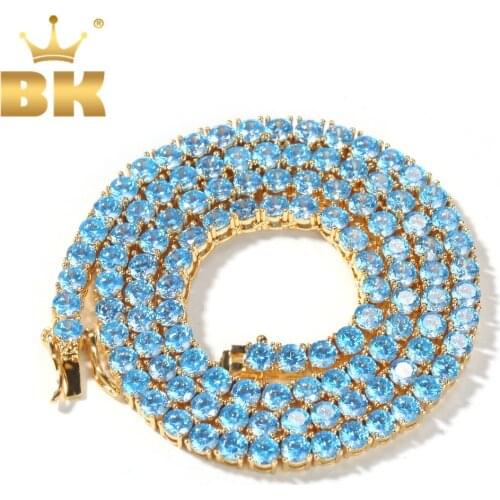 THE BLING KING New Style Copper Baby Bule Zirconia Fashion Hiphop 4mm Necklaces Jewelry Top Quality Bling Tennis Chains