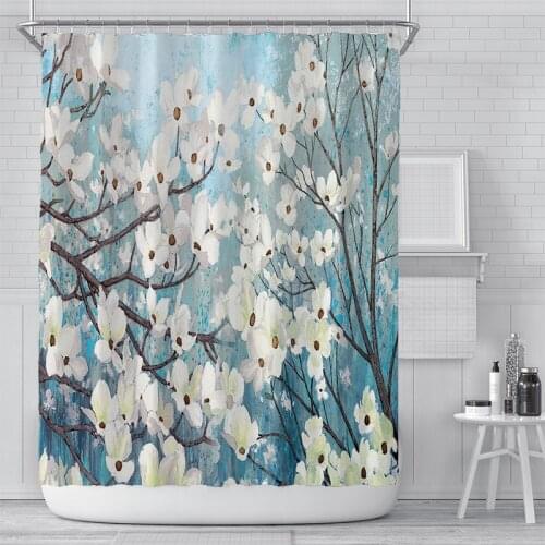 Blue Creative Tree Shower Curtain 3D Printing Waterproof Shower Curtain For Bathroom Fabric Large Wide Shower Cover With12 Hooks