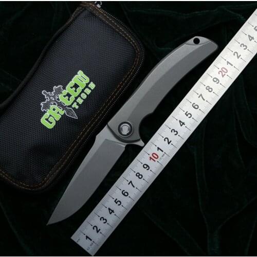Green Thorn Overkill Folding Knife TC4 Titanium Handle D2 Blade Outdoor Hunting Camping Survival Fruit Pocket Kitchen EDC Tools