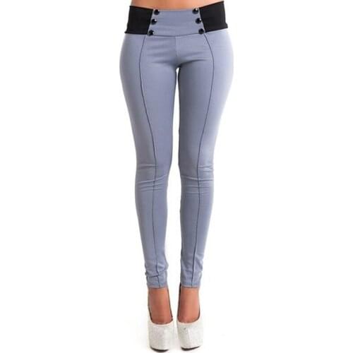 Sportswear Full Length Yoga Pants Women Pencil Pants Female Long Trousers Stretch Mid Waist Straight Yoga Pants With Buttons