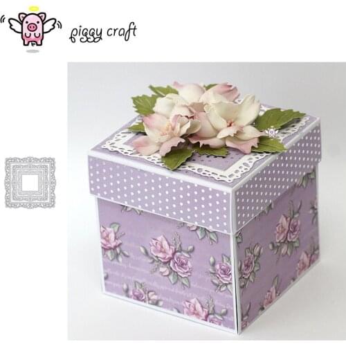 Piggy Craft metal cutting dies cut die mold 6Pcs Square lace frame Scrapbook paper craft knife mould blade punch stencils dies
