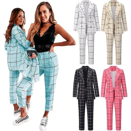 Womens Fashion Slim Suits Business Casual Clothing Office Lady Two-pieces Jackets Suit Blazers Chic Jacket Pants Trousers C2982