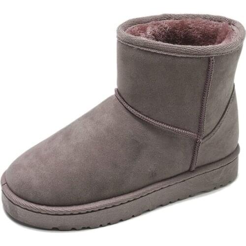 36-40Women Snow Boots Leather Faux Suede Short-tube Pure For Girls Flat Cotton Shoes Plastic Non-Slip Plus velvet boots Shoes