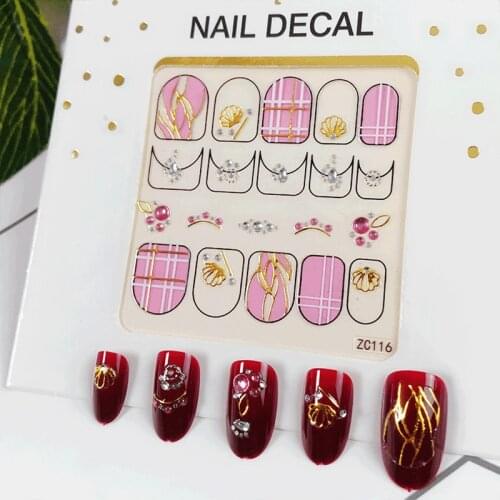1 Pc 3D Bronzing Line Skirt Design Nail Stickers Lattice Adhesive Nail Art Decals Accessories Decoration Manicure Beauty ZX10
