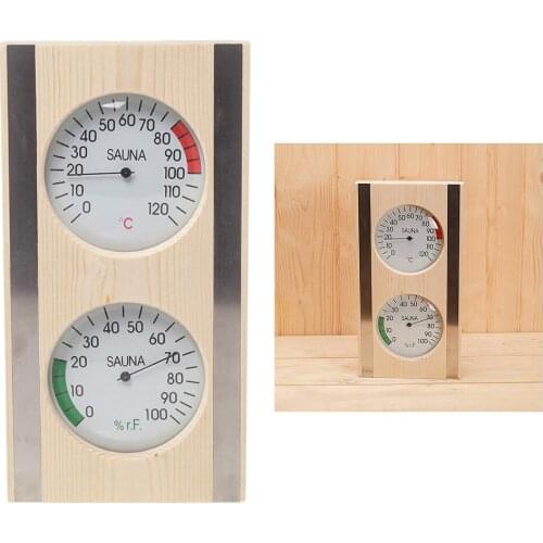 1pc Pine Wood Sauna Thermometer Hygrometer Vertical Wood Hygrothermograph Indoor Temp&Humidity Measurement