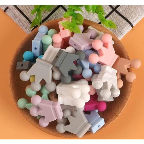 Kovict 100/200pcs Crown Silicone Beads Baby Teeth Toys Food Grade Silicone DIY Pacifier Chain Pendant Accessories Baby teethers
