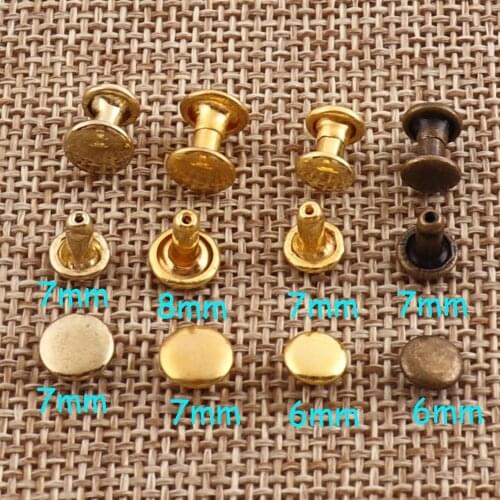 100 sets Double Cap Rivets Gold/Antique Bronze Dome Double Cap Round Rivet Studs Leather Craft Fastener Prong Studs
