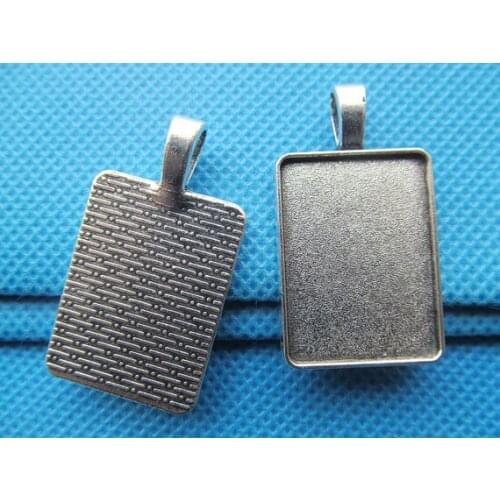 100pcs 2 colors Rectangle Base Setting Tray Bezel Pendant Charm/Finding,fit 18mmx25mm Cabochon/Picture/Cameo,Big Bail