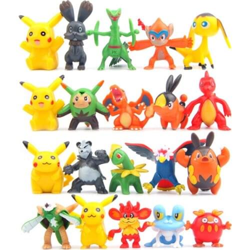 100pcs/lot TAKARA TOMY Pokemon Action Figures Toys Cute Anime Pikachu PVC Figure Model Toy Doll Kids Gifts Random Delivery