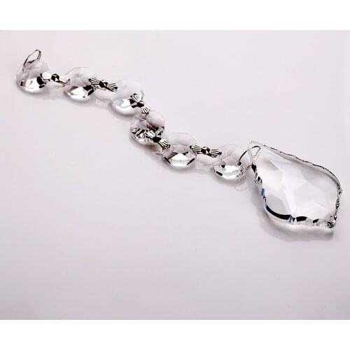 12pcs Crystal Prism Parts 38mm Maple Leaf Pendant With 6pcs Octagon Beads Hanging Crystal Pendant Free Shipping