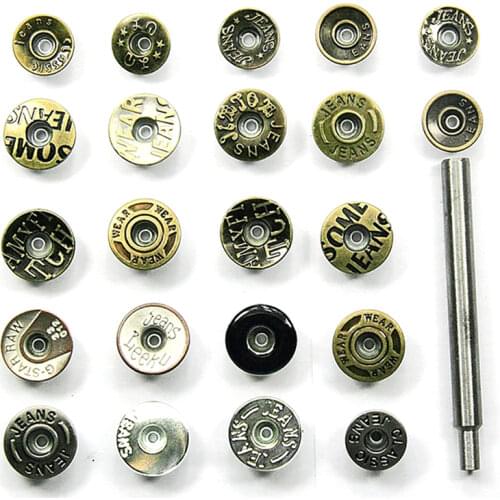 50 sets Jeans buttons Buy this buttons free of charge installation tools Pants buttons Metal clasp buckle