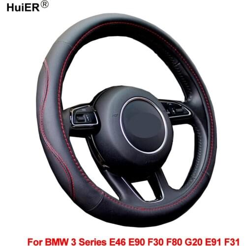 8 Colors Car Steering Wheel Cover Wrap Funda Volante For BMW 3 Series E46 E90 F30 F80 G20 E91 F31 Volant Auto Car Accessories