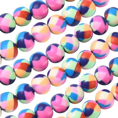 Deep Sky Blue Handmade Polymer Clay Beads Round Spacer Loose Beads for Jewelry Making DIY Bracelet Necklace About 44pcs/strand