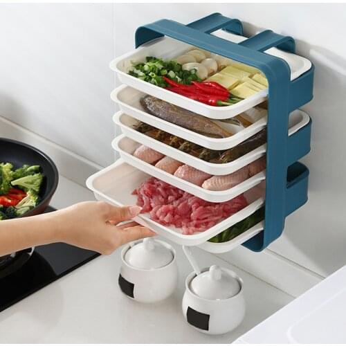 Household Side Dishes Hot Pot Dishes Free Perforated Condiment Rack Kitchen Storage Rack Plastic Stackable Kitchen Storage Rack