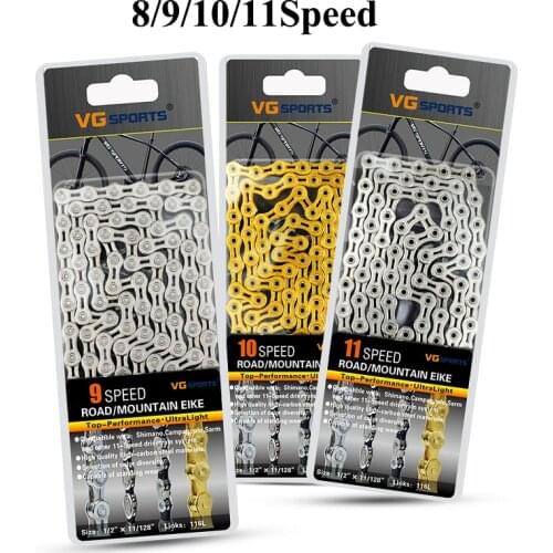 8 9 10 11 12 Speed Bicycle Chain Silver Half Hollow Bike Chain Mountain Road Bike Full Hollow Chains Ultralight 116L