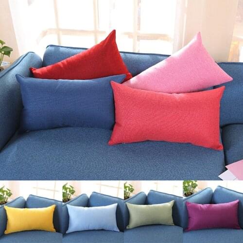 Pillowcase 1Pc Rectangular Cotton And Linen Pillow Solid Color Soft Pillow Case Cover For Bedroom Livingroom Car Home Decoration