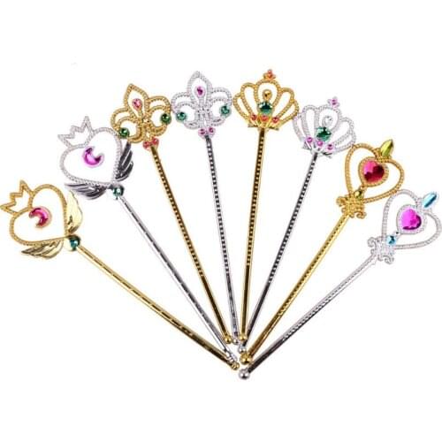 Childrens Love Fairy Rod Crown Fairy Stick Electroplating Magic Angel Stick Plastic Show Toy Props
